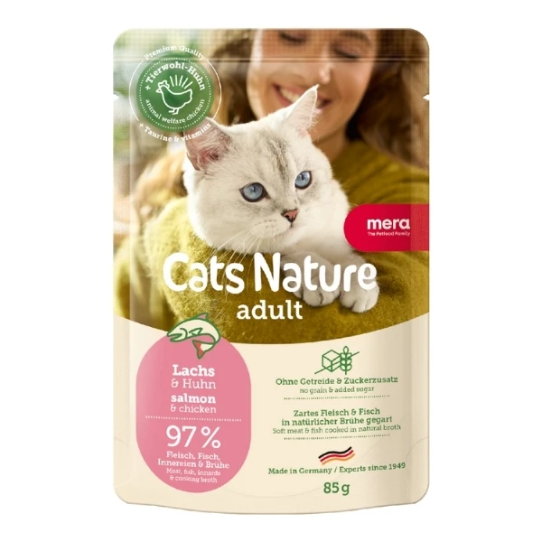 Mera Cats Nature Somonlu Pouch Yetişkin Konserve Kedi Maması - 1 Adet 85 Gr