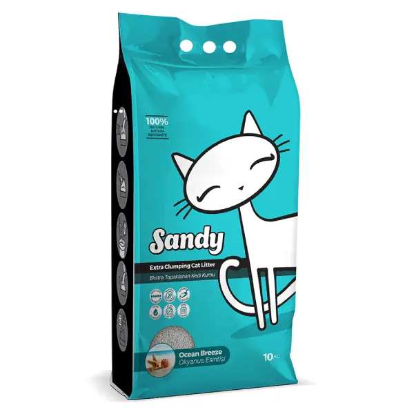 Sandy Ekstra Topaklanan Okyanus Esintili Doğal Kedi Kumu