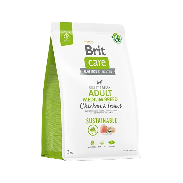 Brit Care Sustainable Tavuklu ve Böcek Proteinli Orta Irk Yetişkin Köpek Maması - 3 Kg