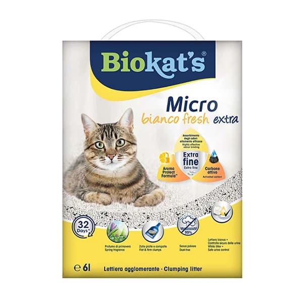 Biokats Micro Fresh Extra Bahar Kokulu Aktif Karbonlu Topaklanan Doğal Kedi Kumu