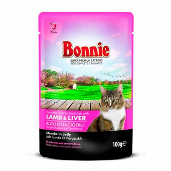 Bonnie Puppy Kuzu Etli ve Ciğerli Pouch Yetişkin Konserve Kedi Maması