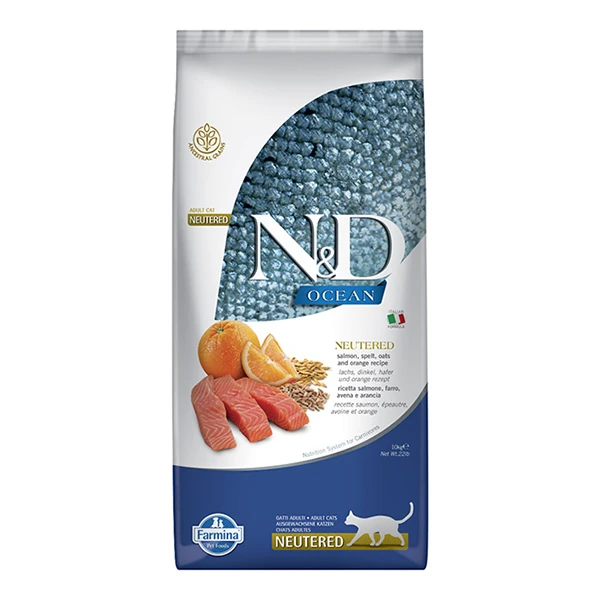 N&D Ocean Somonlu ve Portakallı Kısırlaştırılmış Kedi Maması - 10 Kg