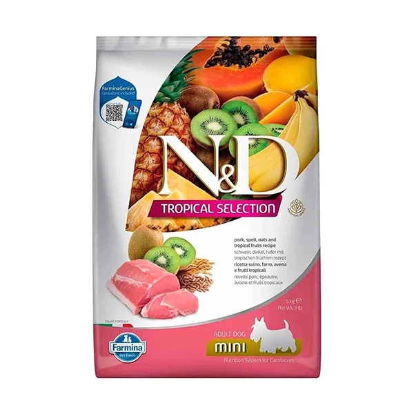N&D Tropical Selection Domuzlu ve Kivili Mini Irk Yetişkin Köpek Maması - 5 Kg
