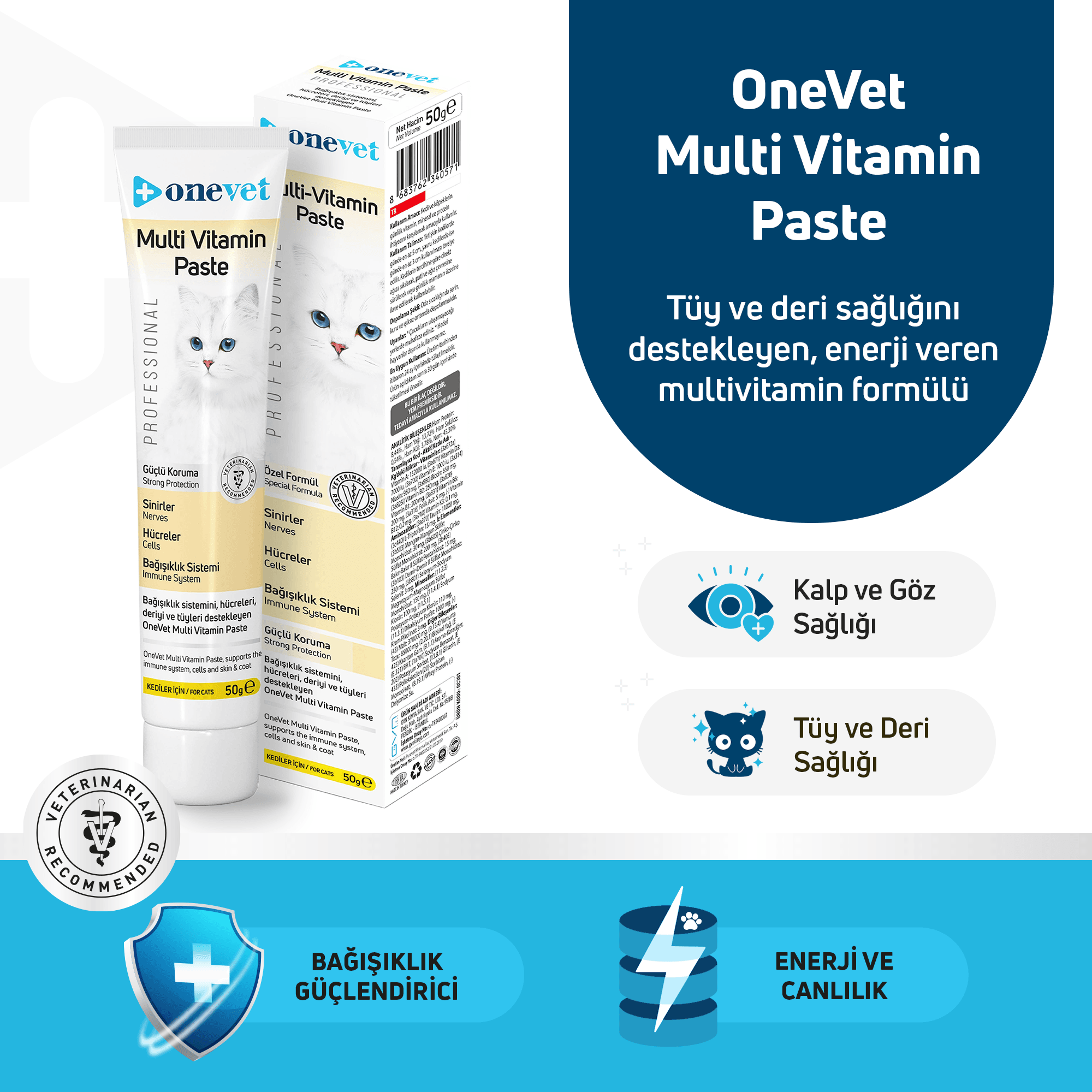 OneVet Multi Vitamin Paste Bağışıklık Destekleyici Kedi Maltı