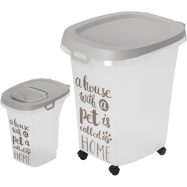 Moderna Trendy Story Tekerlekli Kedi ve Köpek Plastik Mama Saklama Kabı