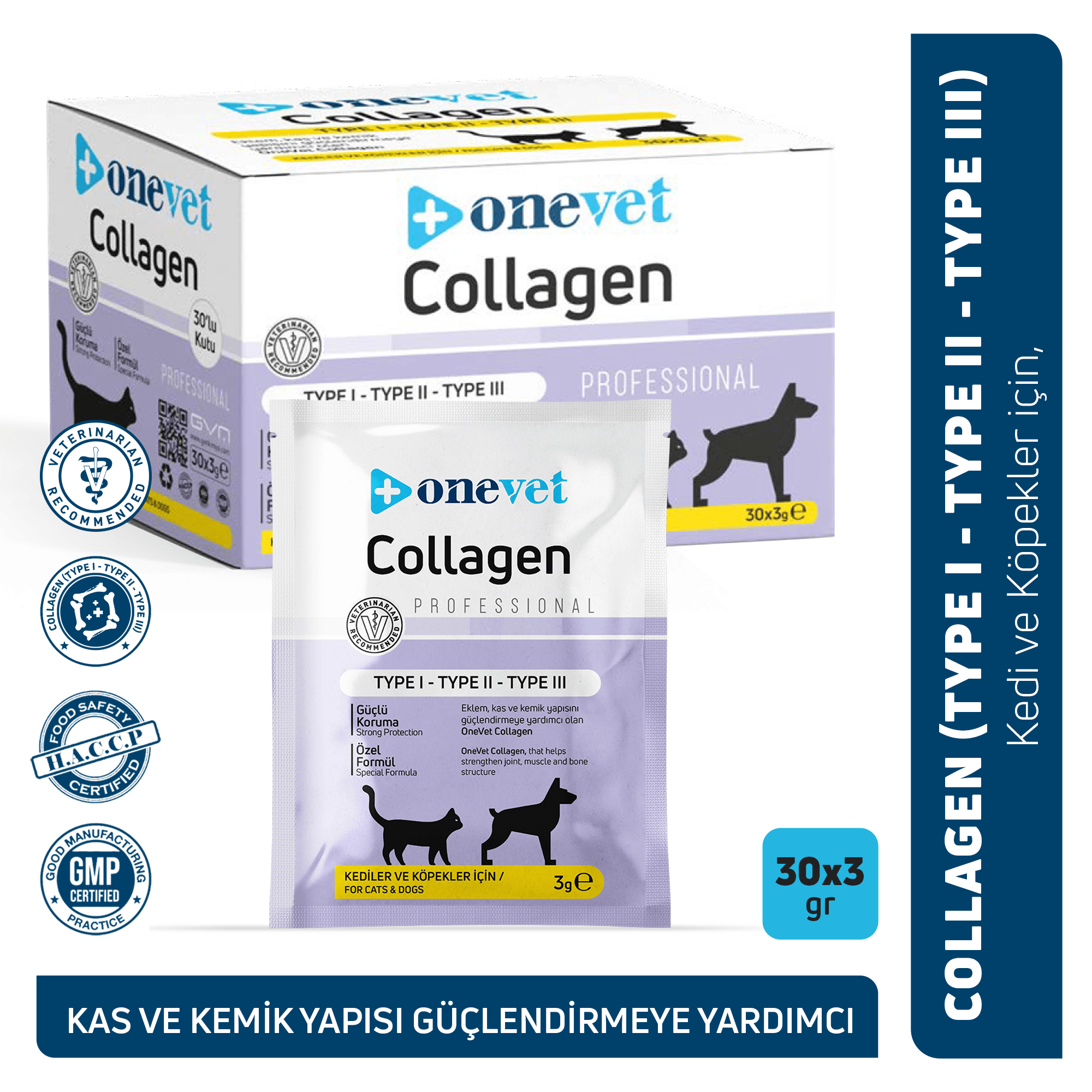 OneVet Collagen Kedi ve Köpekler için Eklem ve Kas Destekleyici Saşe