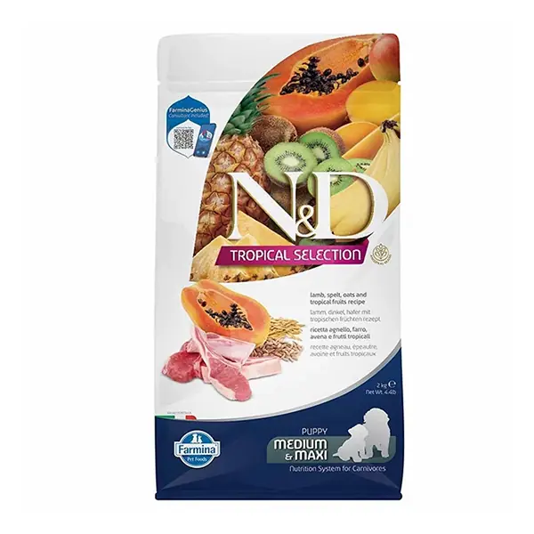 N&D Tropical Selection Kuzu Etli ve Tropical Meyveli Orta ve Büyük Irk Yavru Köpek Maması