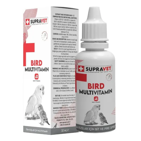 Supravet Plus Kanarya Papağan Güvercin ve Muhabbet Kuşları için Multivitamin Damla