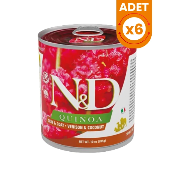 N&D Quinoa Geyikli ve Hindistan Cevizli Konserve Yaş Köpek Maması - 6 Adet 285 Gr