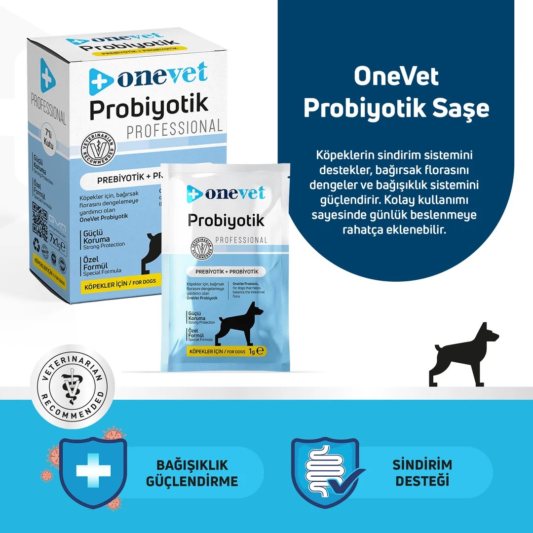 OneVet Probiyotik Köpekler için Sindirim ve Bağışıklık Güçlendirici Saşe