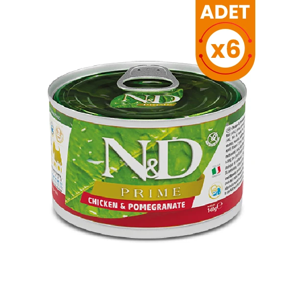 N&D Prime Tavuklu ve Narlı Mini Irk Konserve Yaş Köpek Maması - 6 Adet 140 Gr