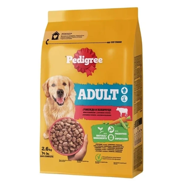 Pedigree Adult Sığır Etli ve Sebzeli Yetişkin Köpek Maması - 2.6 Kg
