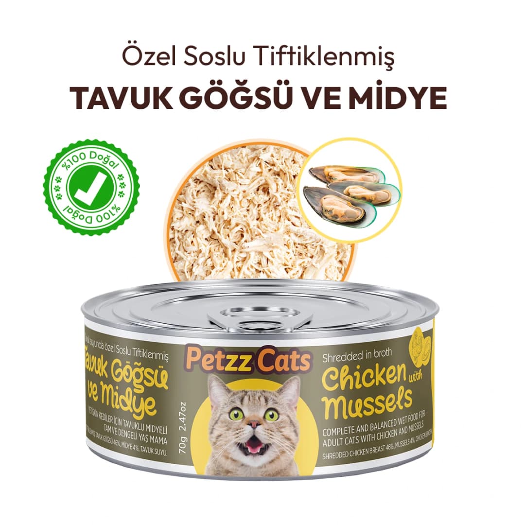 PetzzCats Tavuk & Midye Konserve Kedi Maması