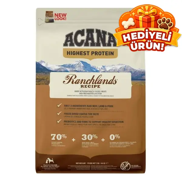Acana Ranchlands Tahılsız Sığır ve Kuzu Etli Yetişkin Köpek Maması