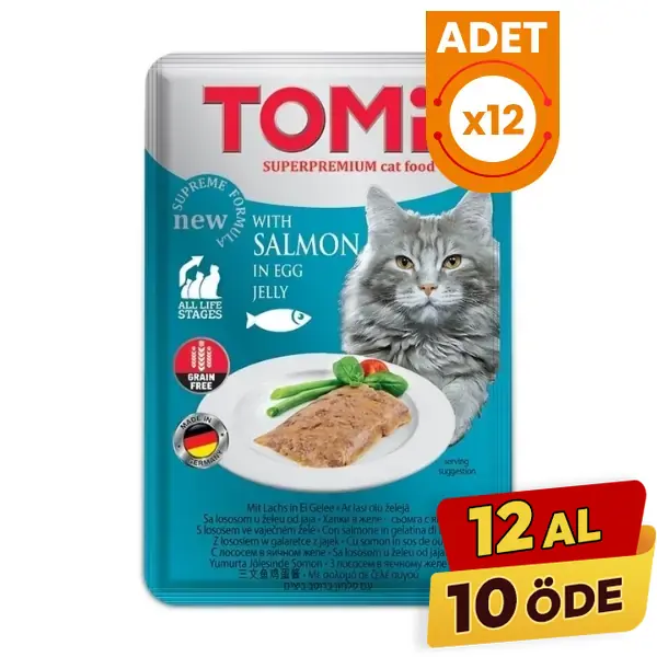 Tomi Somonlu ve Yumurtalı Pouch Yetişkin Konserve Kedi Maması