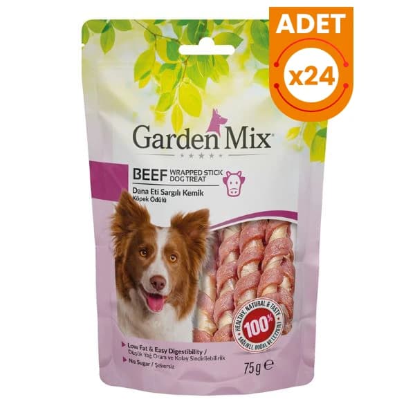 Garden Mix Dana Eti Sargılı Kemik Düşük Yağlı Şekersiz Stick Köpek Ödül Maması