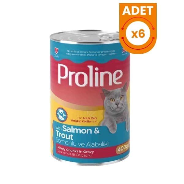 Proline Sos İçinde Et Parçacıklı Somonlu ve Alabalıklı Yetişkin Konserve Kedi Maması