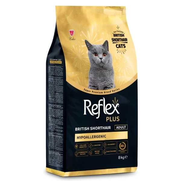 Reflex Plus British Shorthair Tavuklu ve Kızılcıklı Yetişkin Kedi Maması - 8 Kg