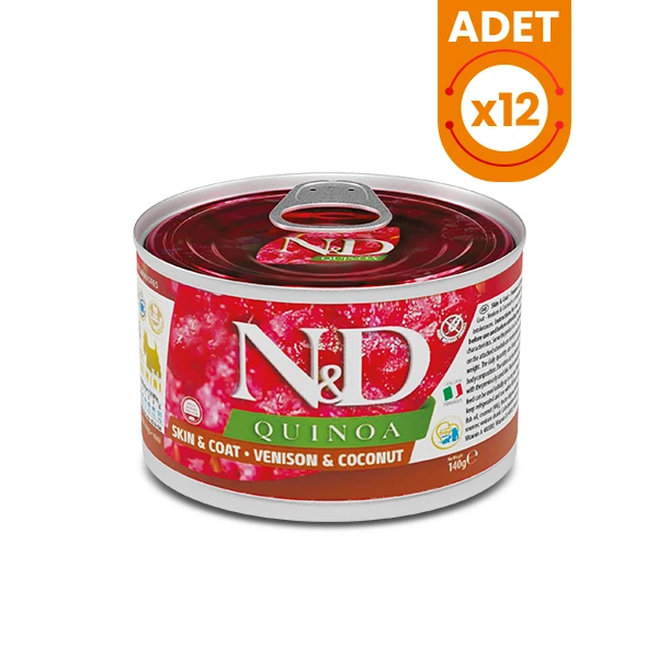 N&D Quinoa Geyikli ve Hindistan Cevizli Mini Irk Konserve Yaş Köpek Maması - 12 Adet 140 Gr