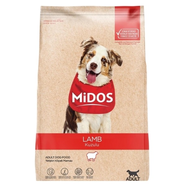 Midos Kuzu Etli ve Pirinçli Yetişkin Köpek Maması
