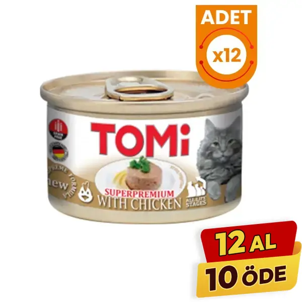 Tomi Kıyılmış Tavuklu Tahılsız Yetişkin Konserve Kedi Maması