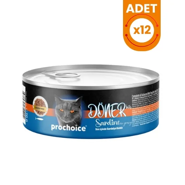Prochoice Döner Bites Sos İçinde Sardalyalı Yetişkin Konserve Kedi Maması