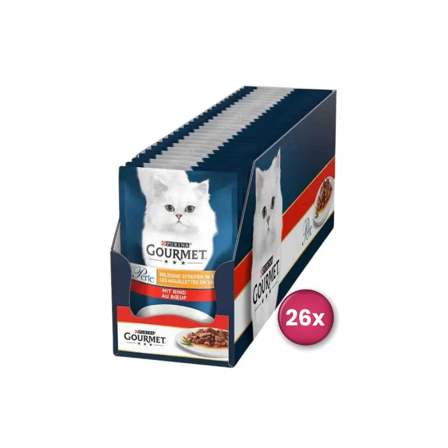 Gourmet Perle Pouch Parça Etli Izgara Sığır Etli Yetişkin Kedi Konservesi X