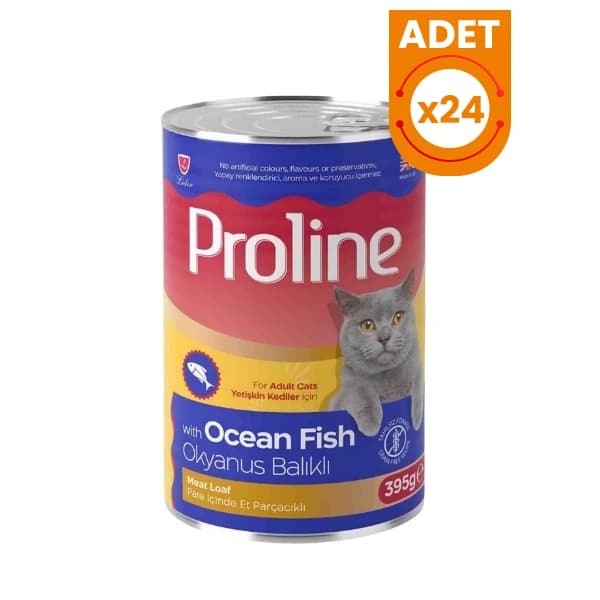 Proline Pate İçinde Et Parçacıklı Okyanus Balıklı Yetişkin Konserve Kedi Maması
