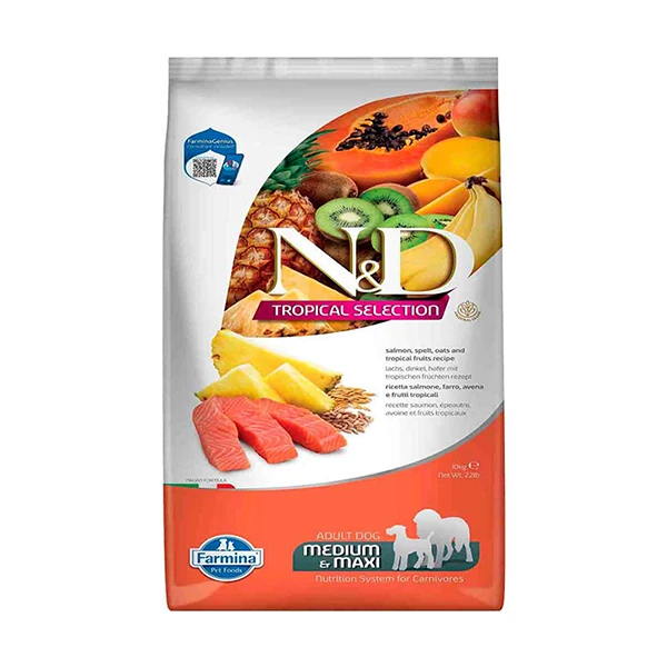 N&D Tropical Selection Somonlu ve Tropical Meyveli Orta ve Büyük Irk Yetişkin Köpek Maması - 10 Kg
