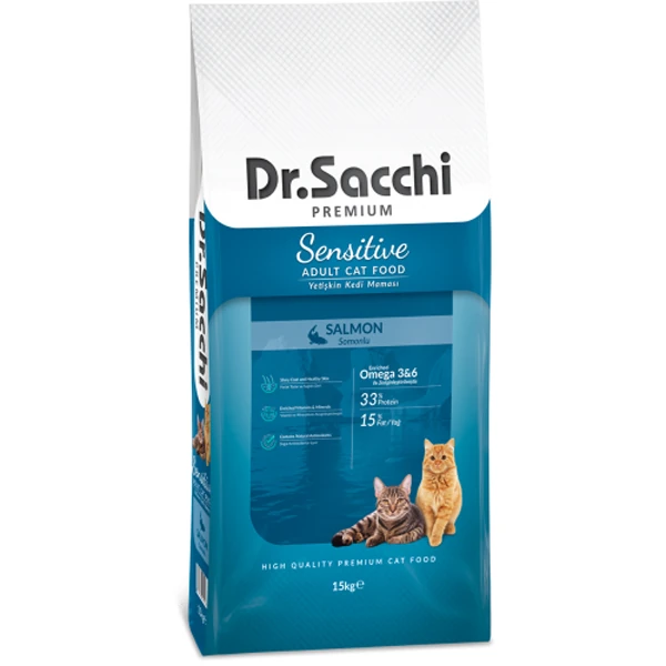 Dr.Sacchi Premium Sensitive Salmon Yetişkin Kedi Mamasi - 15 Kg