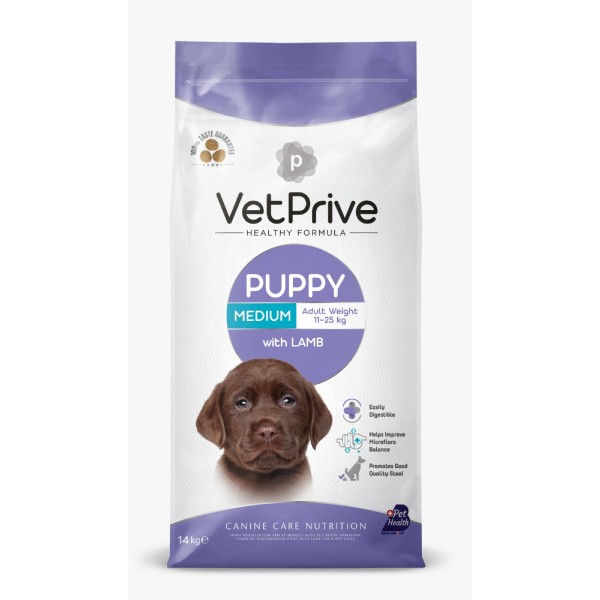 Vet Prive Puppy Kuzu Etli Orta Irk Yavru Köpek Maması
