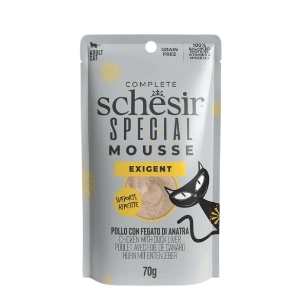 Schesir Special Mousse Tavuklu ve Ördek Ciğerli Pouch Yetişkin Konserve Kedi Maması