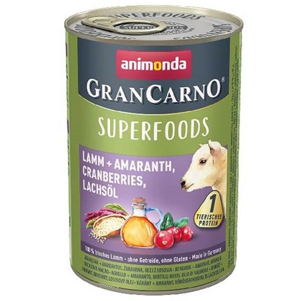 Animonda Gran Carno Superfoods Kuzu Amarant ve Kızılcıklı Yetişkin Köpek Konservesi