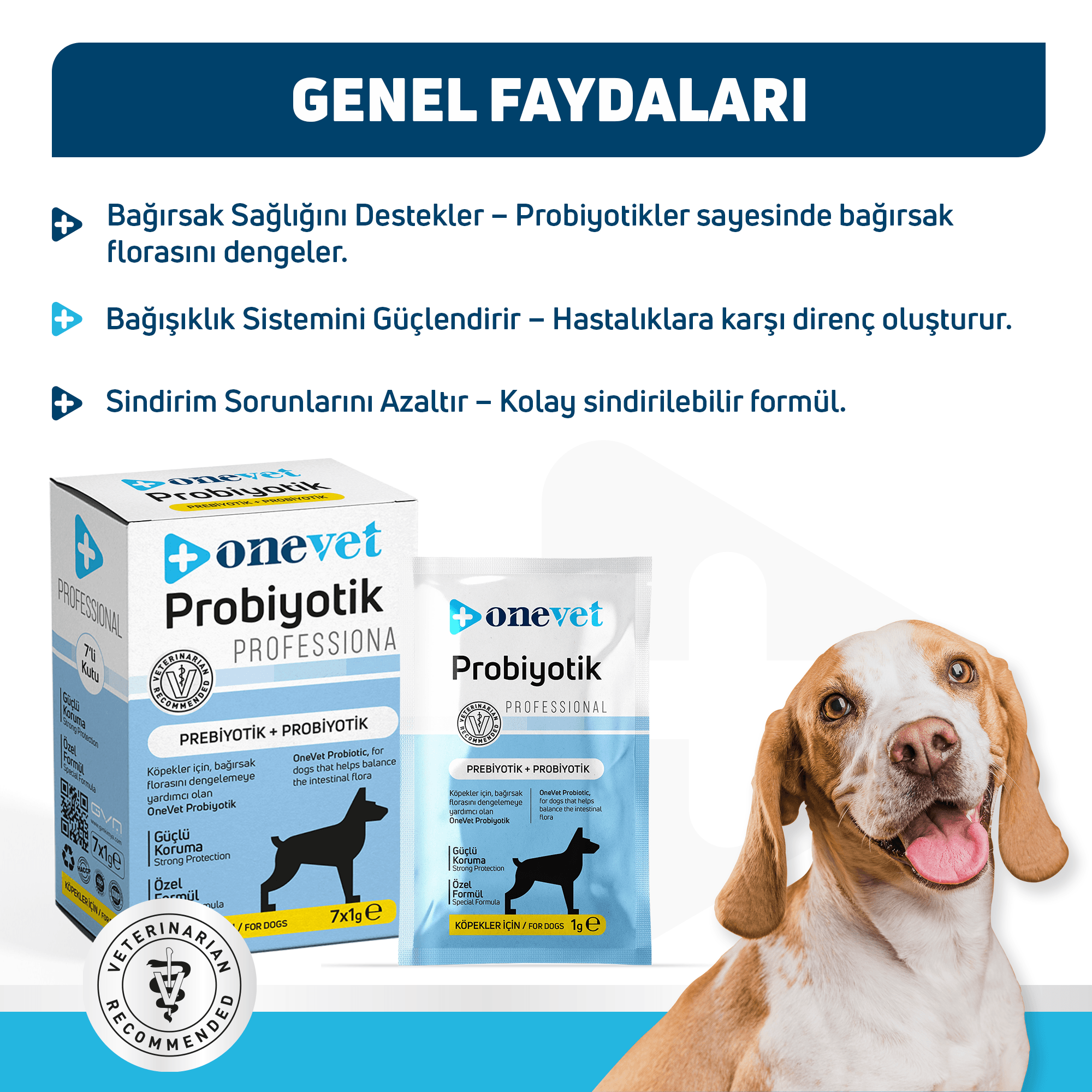 OneVet Probiyotik Köpekler için Sindirim ve Bağışıklık Güçlendirici Saşe
