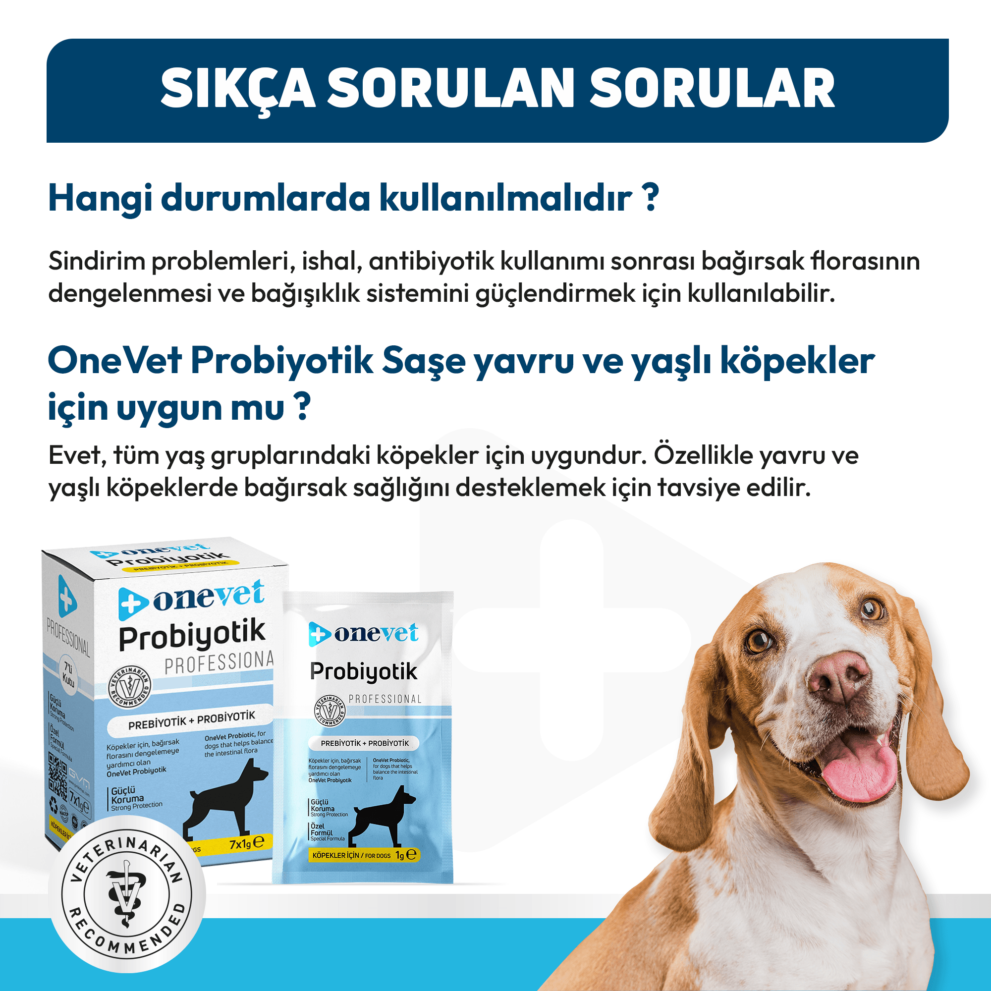 OneVet Probiyotik Köpekler için Sindirim ve Bağışıklık Güçlendirici Saşe