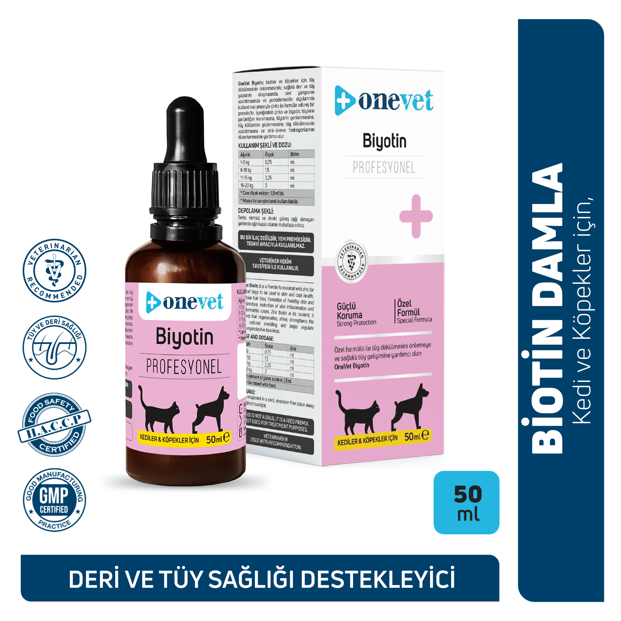 OneVet Biotin Kedi ve Köpekler İçin Tüy Dökülmesini Önleyici Damla