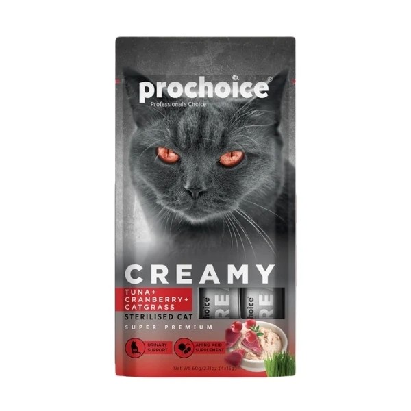 Prochoice Creamy Ton Balık Turna Yemişli ve Kedi Çimli Sıvı Kedi Ödül Maması