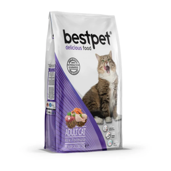 Bestpet Mix Tavuklu Kuzulu ve Balıklı Yetişkin Kedi Maması - 1 Kg