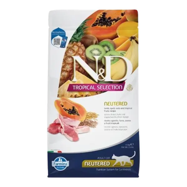 N&D Tropical Selection Kuzu Etli ve Tropikal Meyveli Kısırlaştırılmış Kedi Maması