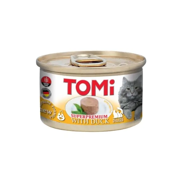 Tomi Kıyılmış Ördekli Tahılsız Yetişkin Konserve Kedi Maması