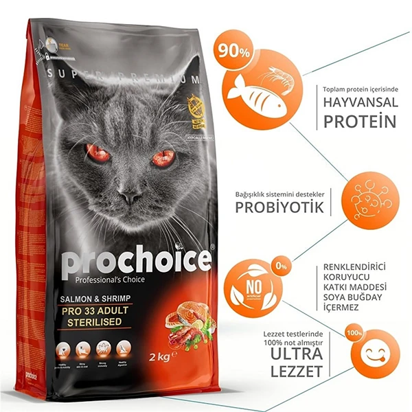 Pro Choice Pro 33 Sterilised Somonlu Kısırlaştırılmış Kedi Maması - 15 Kg