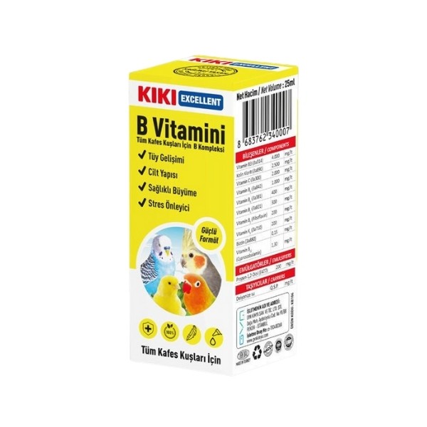 Kiki Excellent Kuşlar için B Vitamini Sıvı Damla
