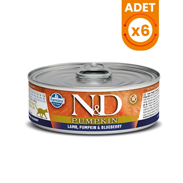 N&D Pumpkin Balkabaklı Kuzu Eti ve Yaban Mersinli Konserve Kedi Maması - 6 Adet 70 Gr