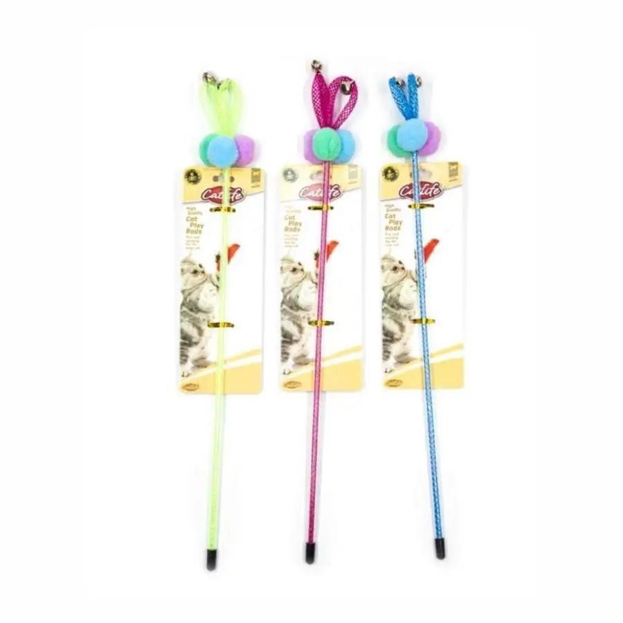 Catlife Peluş Toplu Zilli Kedi Oltası Oyuncağı Karışık Renk 40 Cm