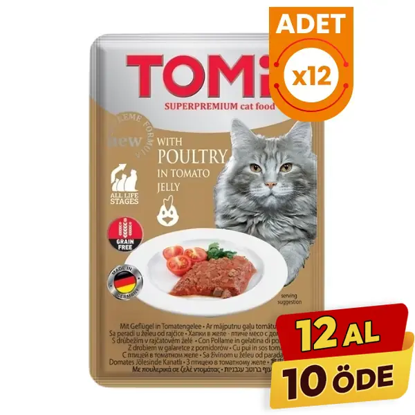 Tomi Kümes Hayvanlı ve Domatesli Pouch Yetişkin Konserve Kedi Maması