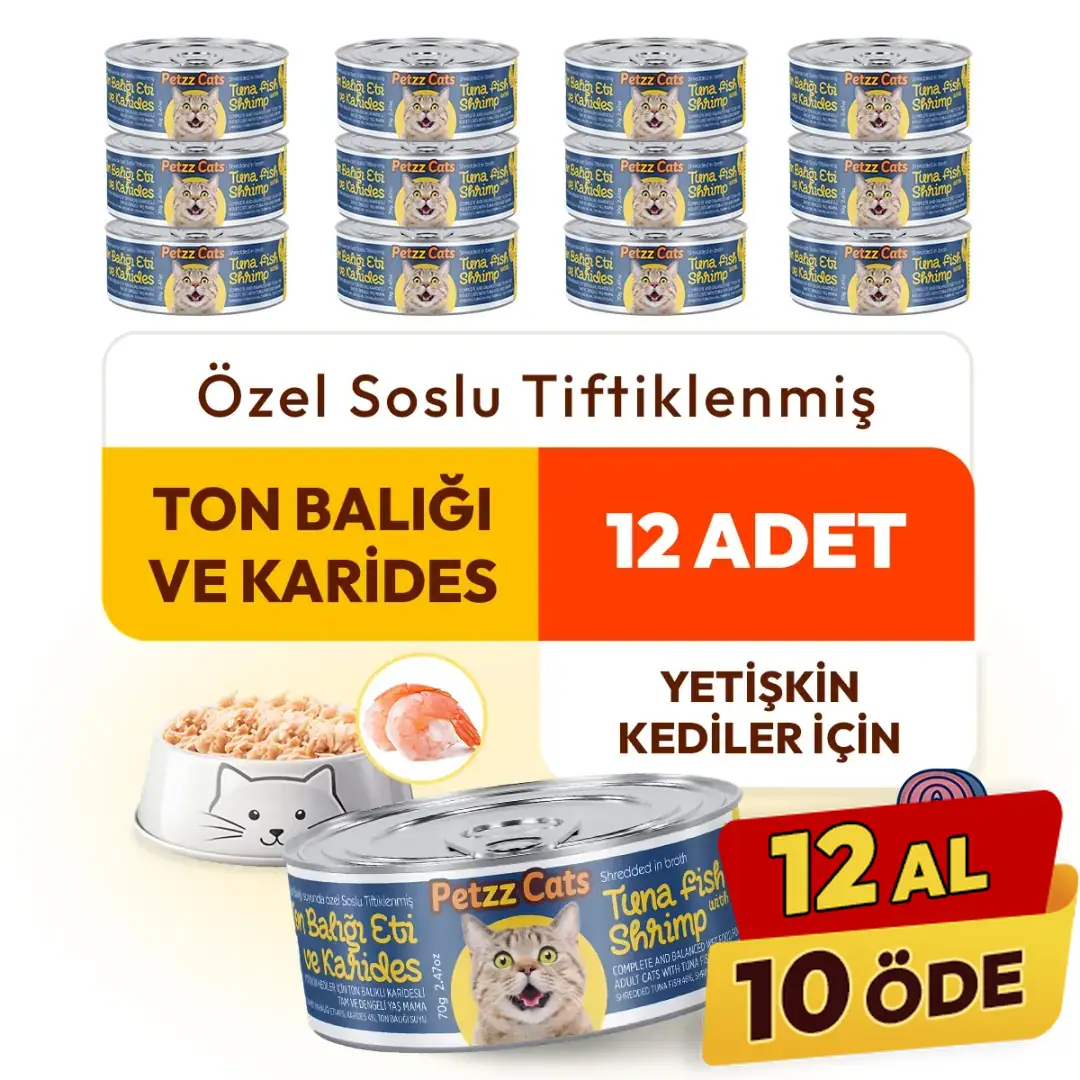 PetzzCats Ton Balığı & Karides Konserve Kedi Maması