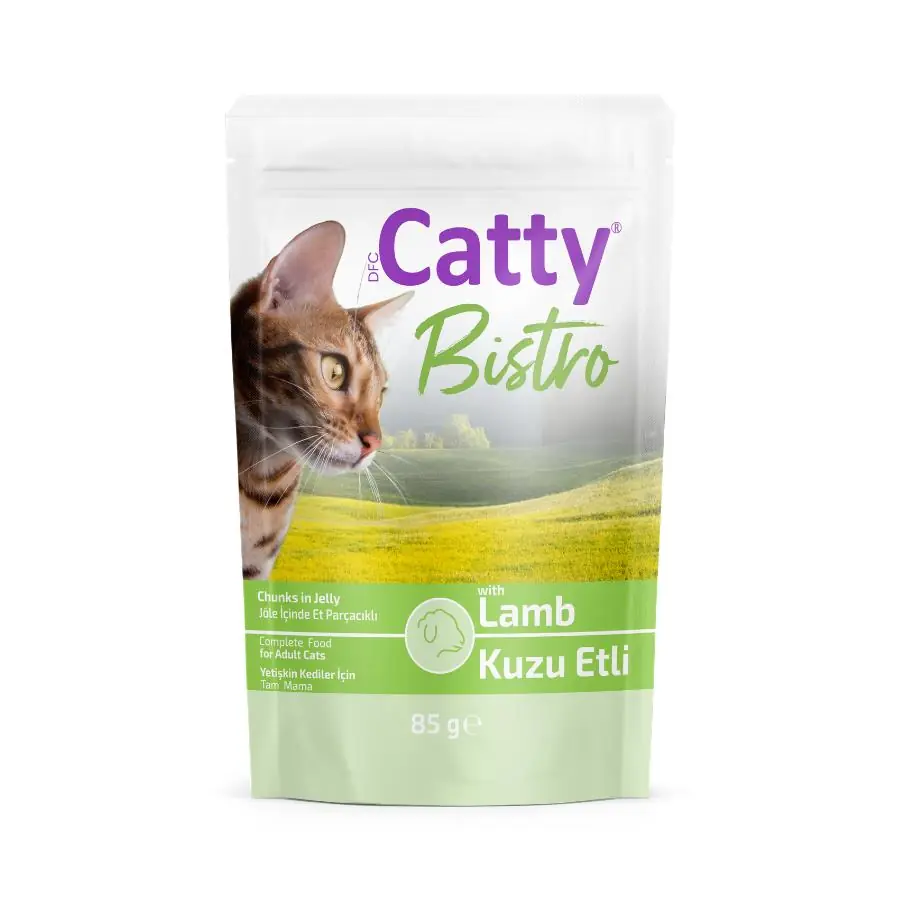 Catty Bistro Jöle İçinde Et Parçacıklı Kuzu Etli Yetişkin Kedi Konservesi