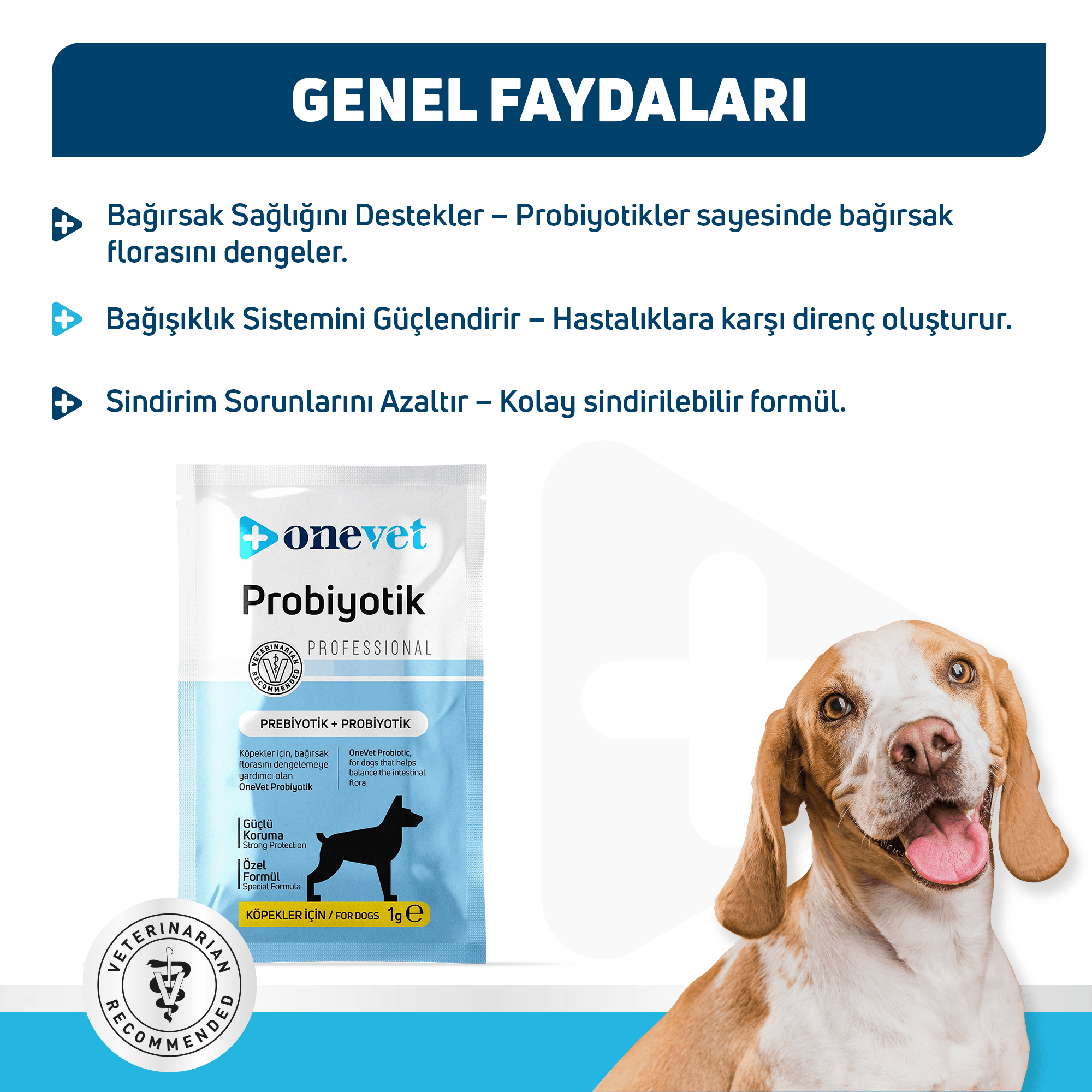 OneVet Probiyotik Köpekler için Sindirim ve Bağışıklık Güçlendirici Saşe