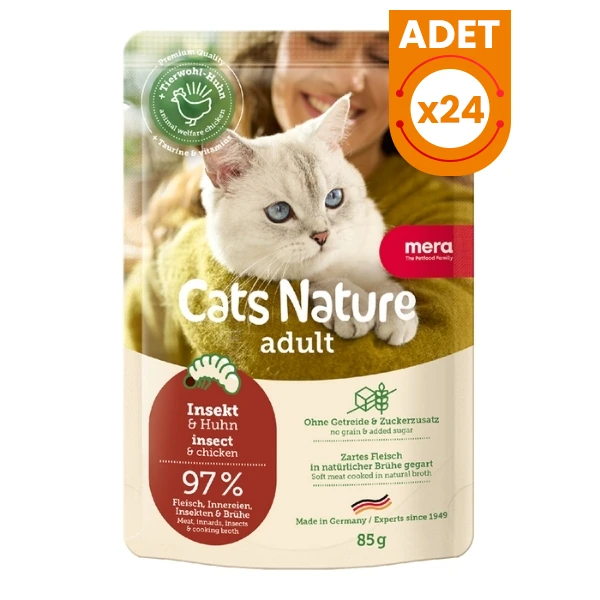 Mera Cats Nature Insect Böcekli Pouch Yetişkin Konserve Kedi Maması - 24 Adet 85 Gr