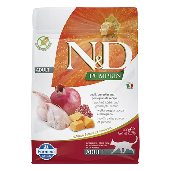 N&D Pumpkin Balkabaklı Bıldırcın ve Narlı Yetişkin Kedi Maması - 300 Gr